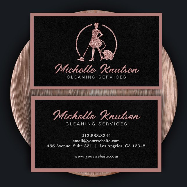 Professional House Cleaning Service pink glitter   Business Card (Creator Uploaded)