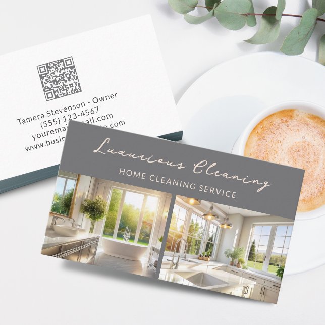 Professional House Cleaning Service QR Code Business Card (Creator Uploaded)