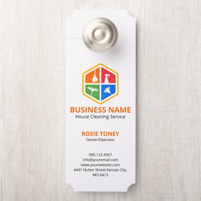 Professional House Cleaning Service QR Code Door Hanger (On Knob)