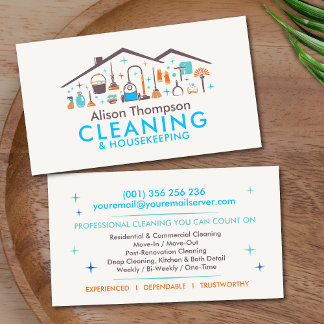 Professional House Cleaning Services Business Card