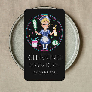 Professional House Cleaning Services Housekeeping Business Card