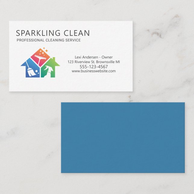 Professional House Cleaning Supplies Clean Service Business Card (Front/Back)