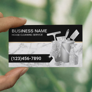 Professional House Cleaning Trendy Marble Business Card