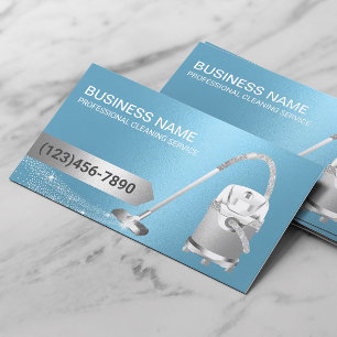 Professional House Cleaning Vacuum Cleaner Blue Business Card