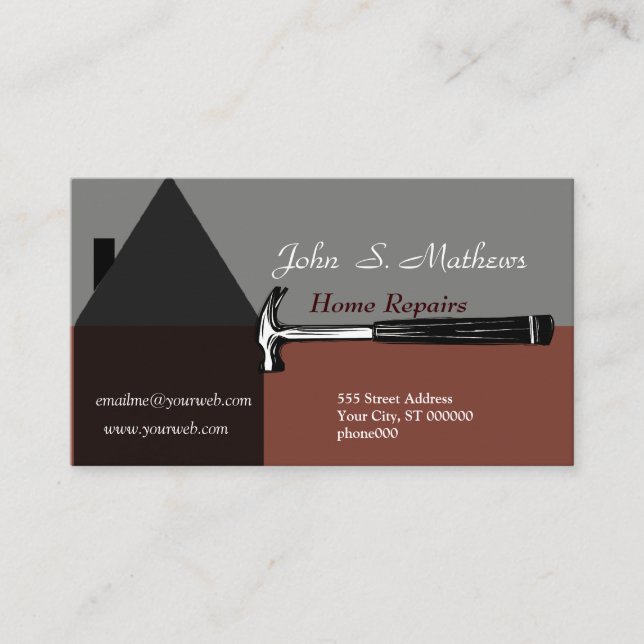 Professional House Construction Handyman Tool Business Card (Front)