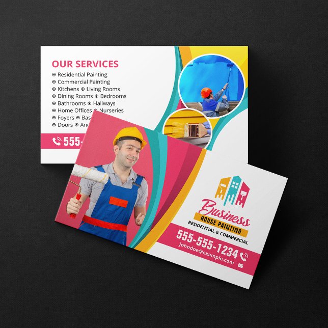 Professional House Painter Contractor Photo Business Card (Creator Uploaded)