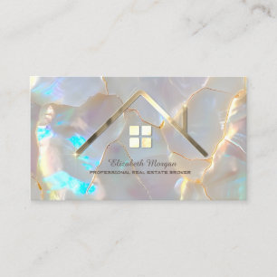Professional House Real Estate Agent Opal Stone Business Card