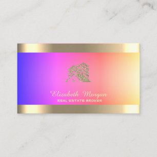 Professional House Roof Real Estate Colourful Business Card