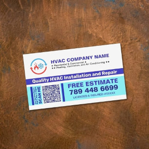 Professional HVAC Company Logo & Qr Code & Slogan Magnetic Business Card