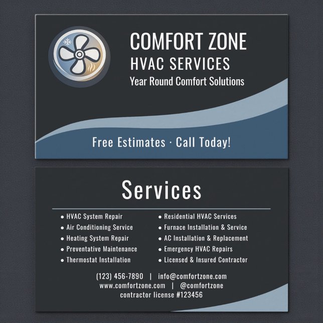 Professional HVAC Heating & Air Conditioning Business Card (Creator Uploaded)