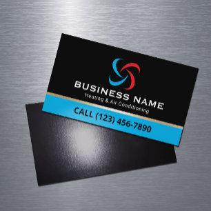 Professional HVAC Logo Heating & Air Conditioning Magnetic Business Card