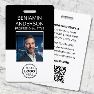 Professional ID Photo Logo Employee Staff Black Badge