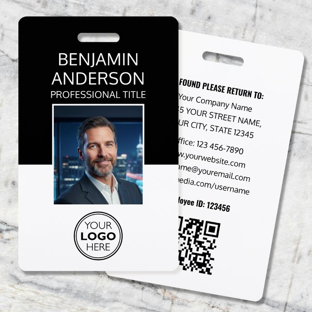 Professional ID Photo Logo Employee Staff Black ID Badge (Creator Uploaded)