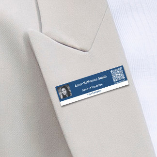 Professional Image QR-code Blue White Name Tag