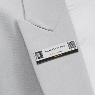 Professional Image QR-code Orange Accents Grey Name Tag