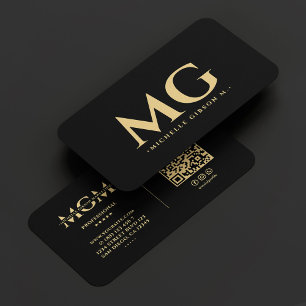 Professional Initials Elegant Modern Black Business Card