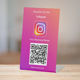 Professional Instagram Logo Follow Me Qr Code Pedestal Sign