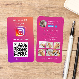 Professional Instagram Photo Follow Me Qr Code Business Card