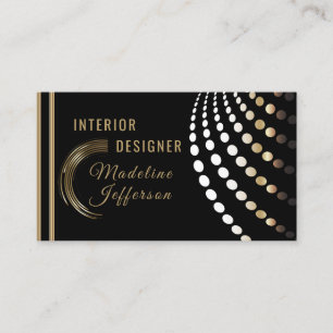 Professional Interior Designer - Gold and Black Business Card