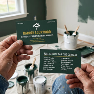 Professional Interior Exterior Painter Green White Business Card