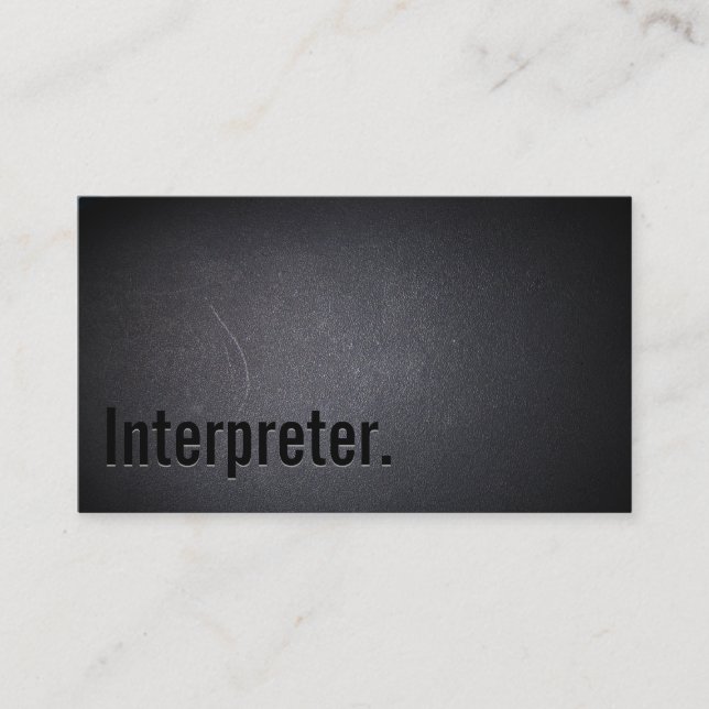 Professional Interpreter Minimalist Black Business Card (Front)