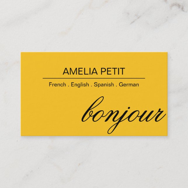 Professional Interpreter Translator Business Card (Front)