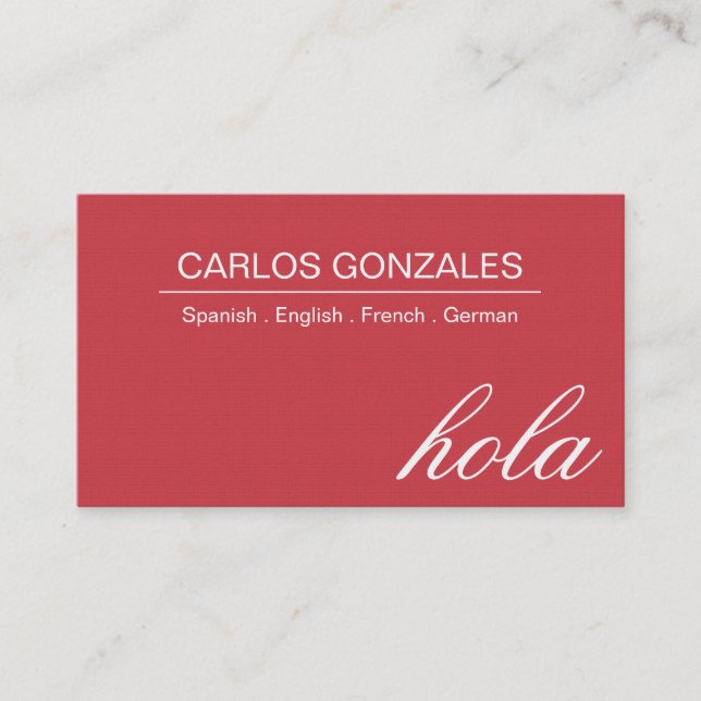 Professional Interpreter Translator Business Card (Front)