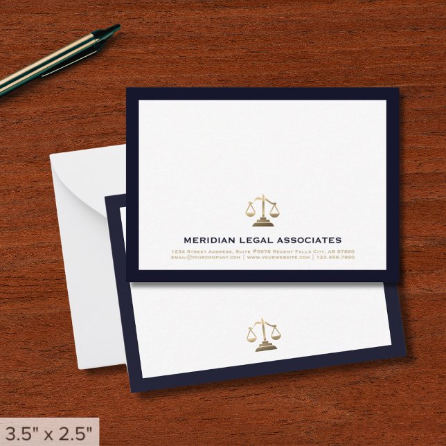 Professional Justice Scale Logo Business Note Card (Creator Uploaded)