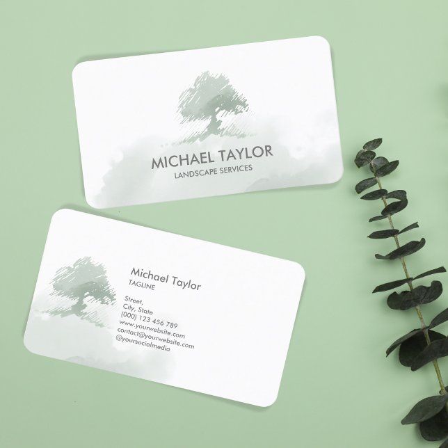 professional landscape tree service and lawn care  business card (Creator Uploaded)