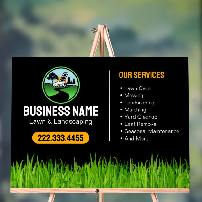 Professional Landscaping Grass Mowing Service Acrylic Sign (Neutral)