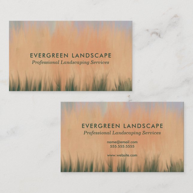 Professional Landscaping Service Blue Coral Green Business Card (Front/Back)