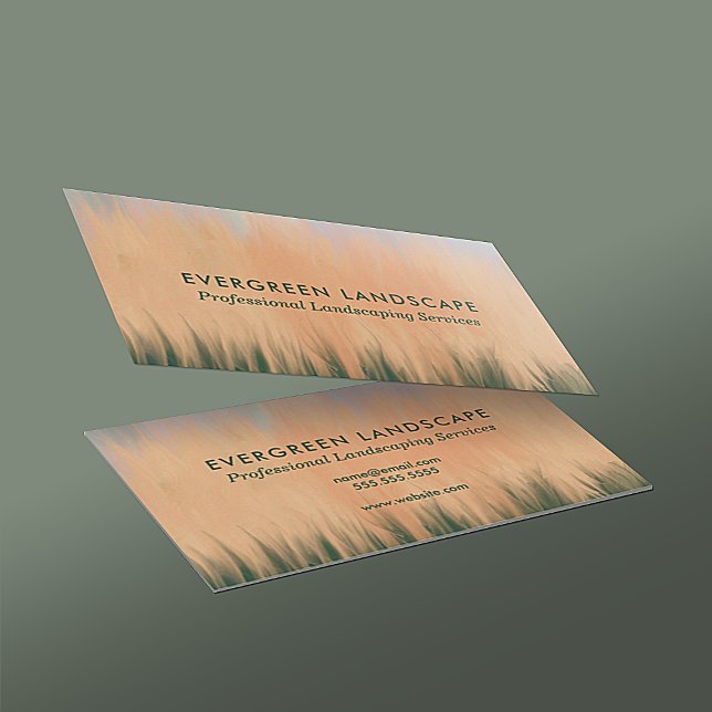 Professional Landscaping Service Blue Coral Green Business Card (Front and Back View)