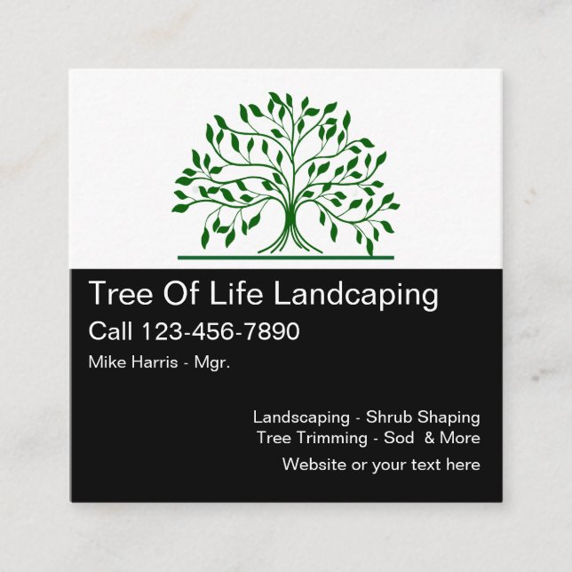 Professional Landscaping Unique Design Template Square Business Card (Front)
