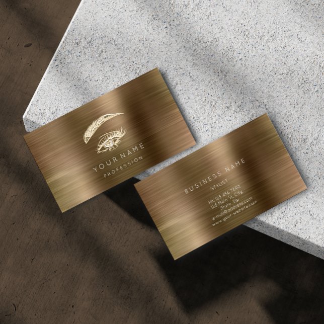 Professional Lashes Brows Makeup Golden Eye Brown Business Card (Creator Uploaded)