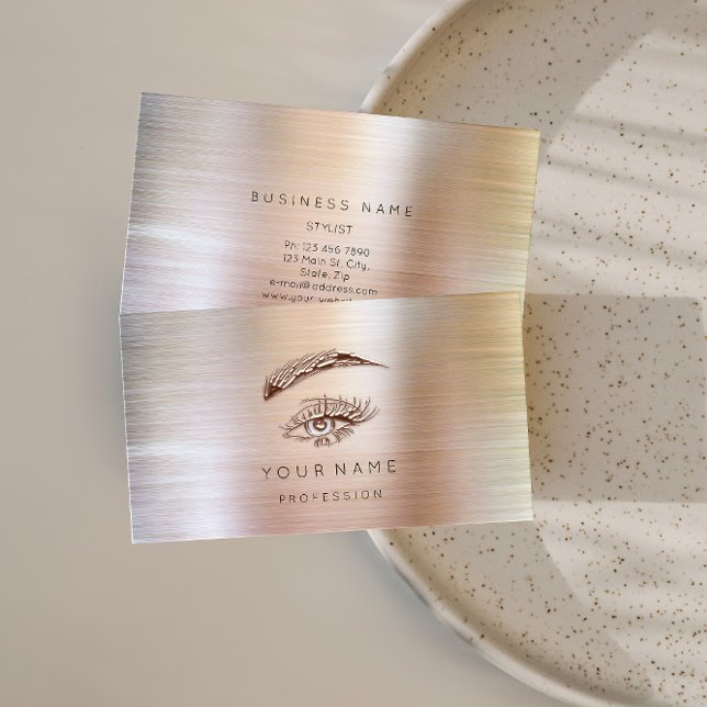 Professional Lashes Brows Makeup Logo Eyes Rose Business Card (Creator Uploaded)