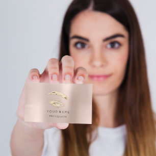 Professional Lashes Brows Makeup Logo Gold Powder Business Card