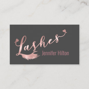 Professional lashes calligraphy hearts logo business card