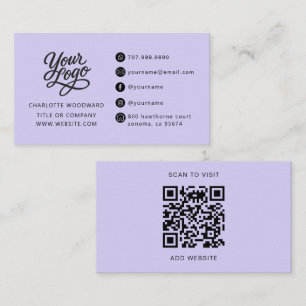 Professional Lavendar Logo QR Code Business Card