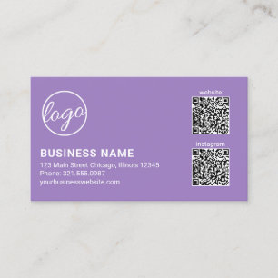 Professional Lavender Logo QR Code Modern Business Card