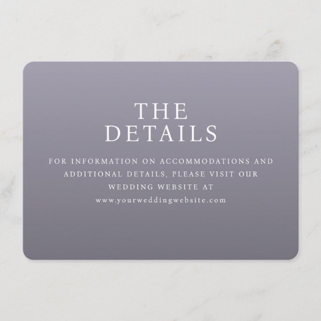 Professional Lavender Minimalist Wedding Website C Enclosure Card (Front)