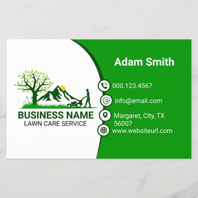 Professional Lawn Care Green & Fresh Yard Work Flyer (Front)