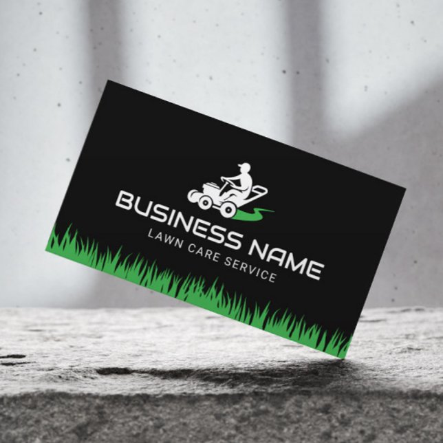 Professional Lawn Care & Landscaping Service Black Business Card (Creator Uploaded)