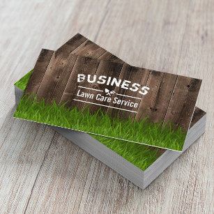 Professional Lawn Care & Landscaping Service Wood Business Card