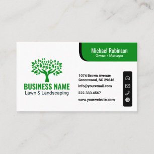 Professional Lawn Care Landscaping Tree Logo Business Card