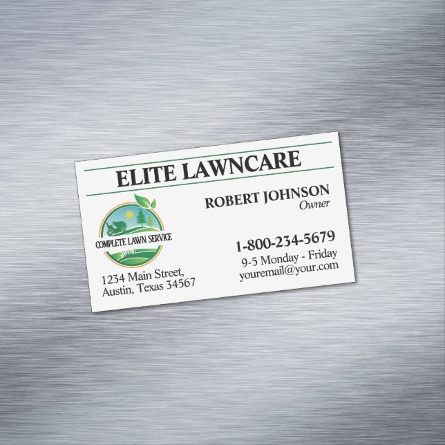 Professional Lawn Care Service Magnetic Business Card (In Situ)