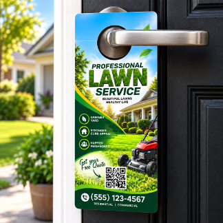 Professional Lawn Care Service Mowing Maintenance Door Hanger