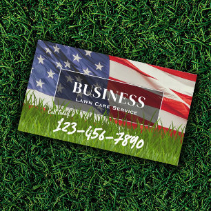 Professional Lawn & Landscaping Service US flag Business Card
