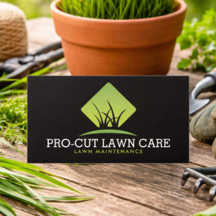Professional Lawn Maintenance Grass Logo Black Business Card