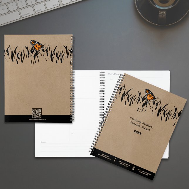 Professional Lawn Silhouette Butterfly Appointment Planner (Professional Lawn Silhouette Butterfly Appointment Planner - Khaki & Black)