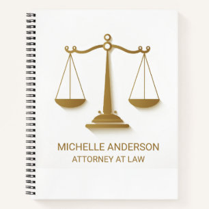 Professional Lawyer Attorney Gold and white Notebook